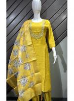 Roman Silk Yellow Wedding Wear Embroidery Work Readymade Salwaar Suit
